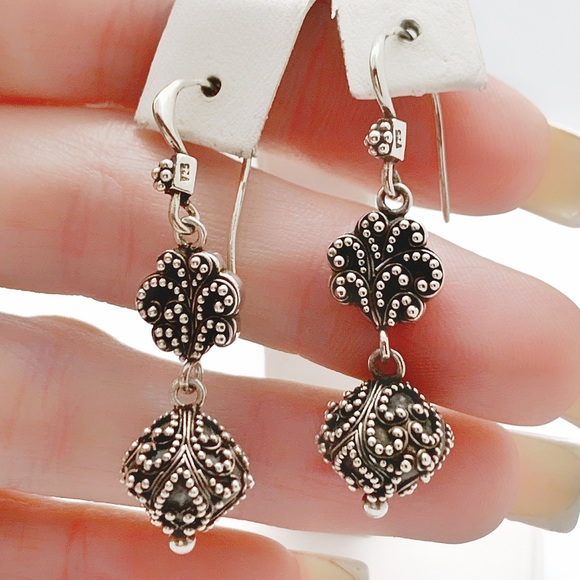 SOLD 🔥 Lois Hill 925 Bead Ornate Dangle Earrings - Picture 6 of 8